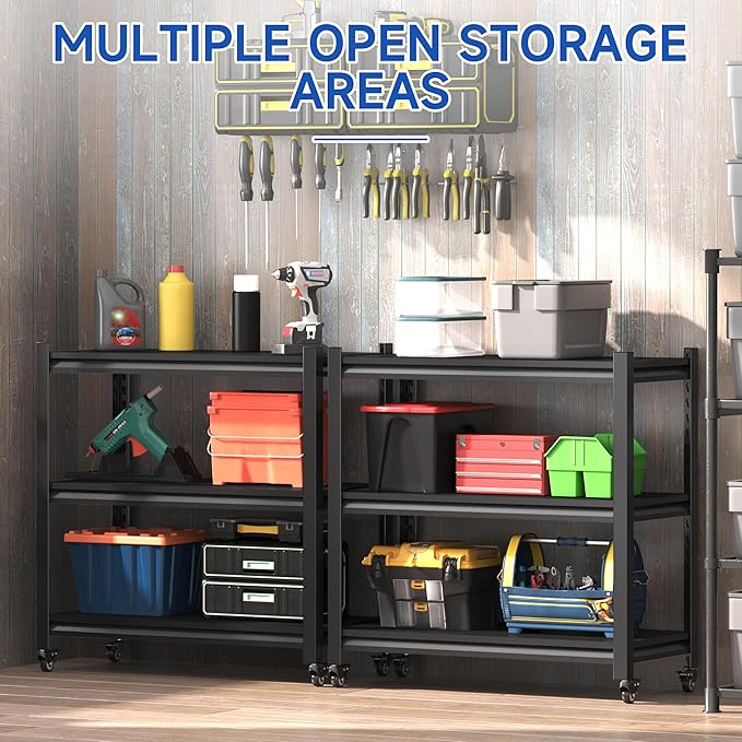 3 Tier Adjustable Garage Storage Shelving, Heavy Duty Utility Rack Shelf Unit - Image 6