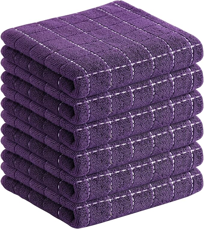 Homaxy 100% Cotton Terry Kitchen Towels, Checkered Designed, Soft and Super by Homaxy