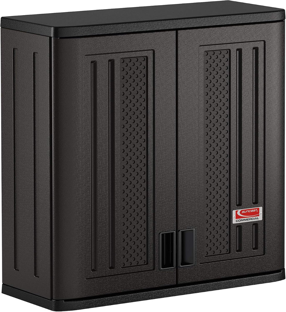 Suncast 4 Cu Ft. Commercial Heavy-Duty Resin Wall Cabinet, Lockable, Black