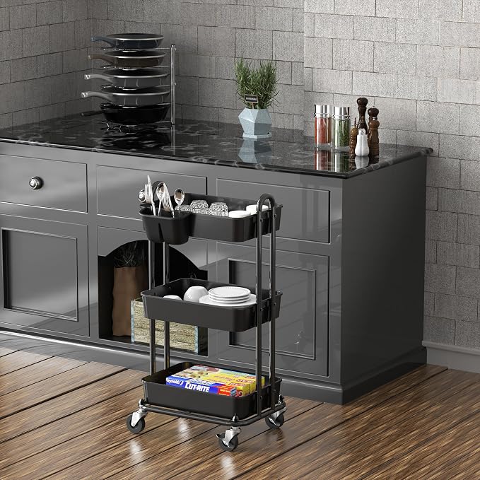 Simple Houseware 3-Tier Multifunctional Rolling Utility Cart - Image 5