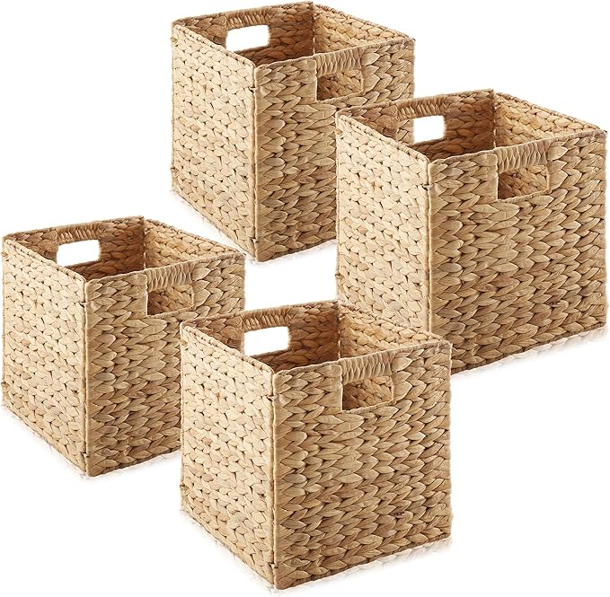 Casafield 10.5" x 10.5" Water Hyacinth Storage Baskets, Natural by Casafield