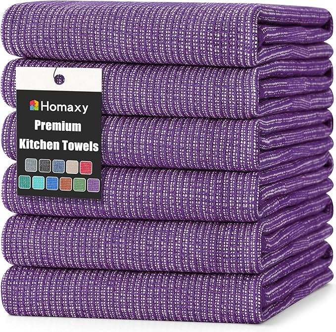 Homaxy Premium Kitchen Towels, Large Cotton Kitchen Hand Towels, Flat and Terry by Homaxy