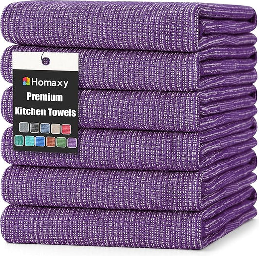 Homaxy Premium Kitchen Towels, Large Cotton Kitchen Hand Towels, Flat and Terry by Homaxy