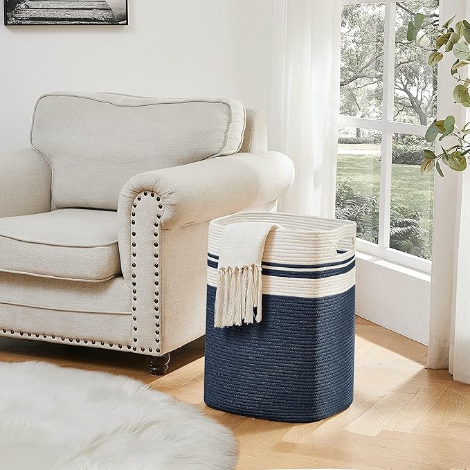 OIAHOMY Laundry Hamper-Laundry Basket, Tall Cotton Storage Basket - Image 2