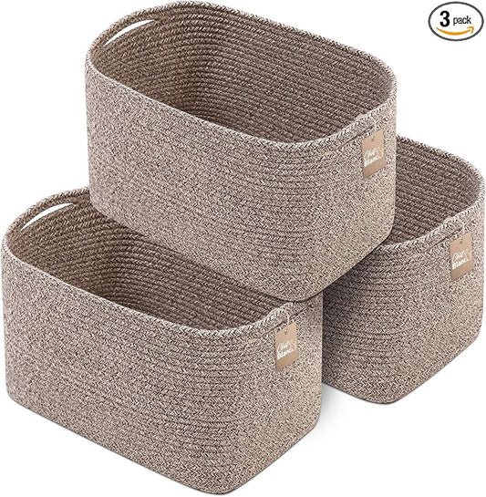 CHAT BLANC Cotton Rope Baskets for Organizing | Storage Baskets for Shelves | by CHATBLANC