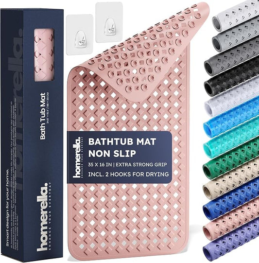 homerella® Bathtub Mat Non Slip 35x16, Incl. Hooks by Homerella
