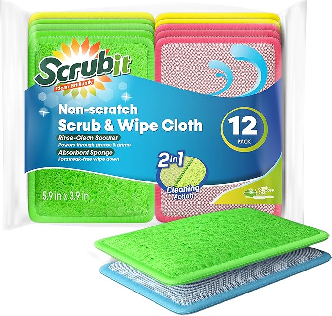 SCRUBIT - Scrub and Wipe Cleaning Pads – Dual Sided Scouring Pad and Dish by SCRUBIT