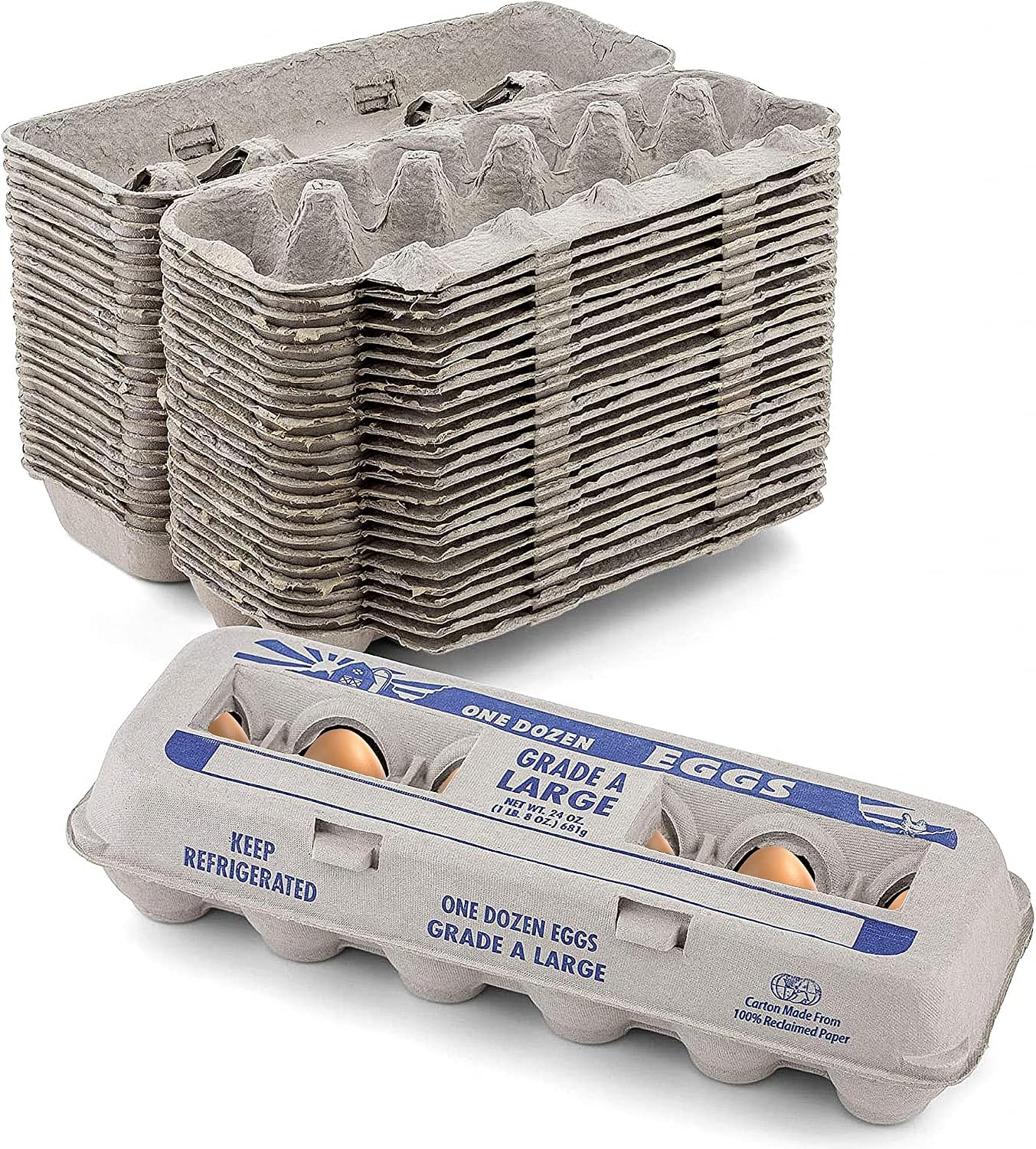 MT Products Printed Empty Egg Cartons Holds 12 Eggs - Cardboard Crate for Eggs (Pack of 250) - Made in USA