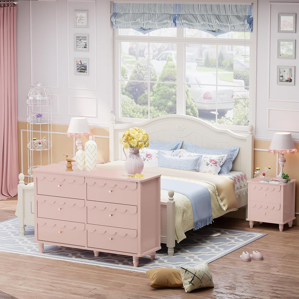 Anbuy Scalloped Dresser for Bedroom Girls Organizer Storage with Drawers, Pin...