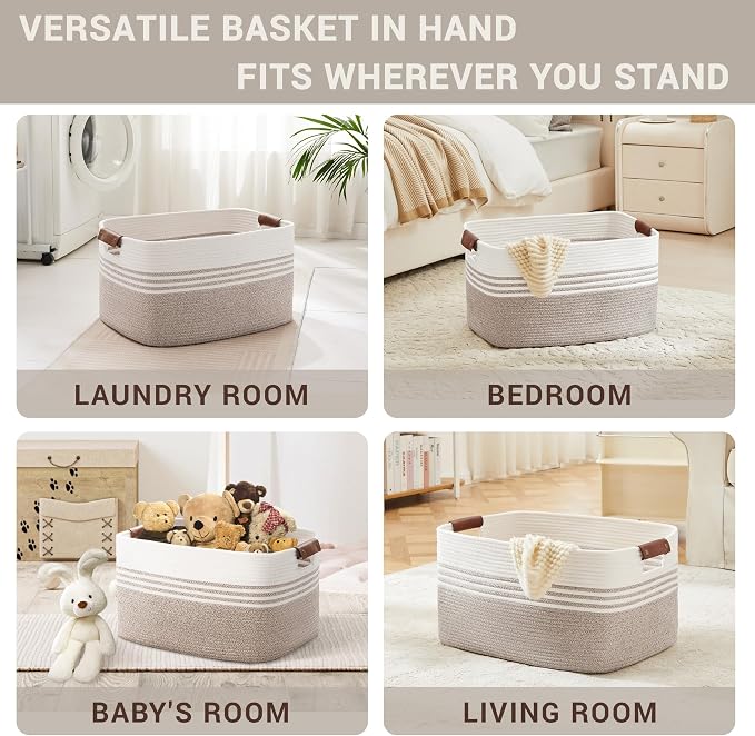 72L Large Laundry Basket with Leather Handles - Image 4