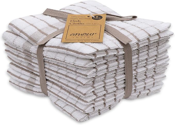 AMOUR INFINI Kitchen Dish Cloths Set of 8 by AmourInfini