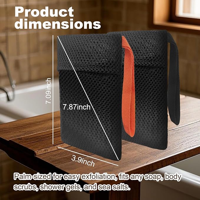 2 Pack Soap Bag Gentle Roughness, Bar Soap Pouch Saver Pocket, Body Scrubber - Image 2