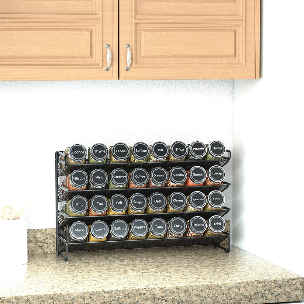 SpaceAid Spice Rack Organizer with 32 Spice Jars, 386 Spice Labels, Chalk Mar...