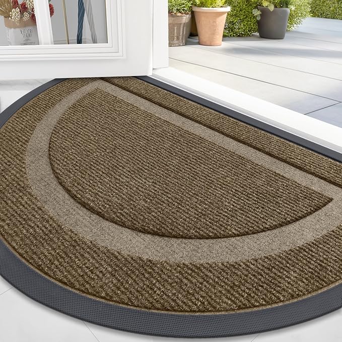 OLANLY Half Circle Door Mat Indoor Outdoor Entrance Welcome, Waterproof by OLANLY