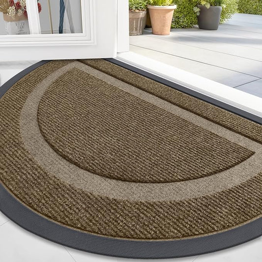 OLANLY Half Circle Door Mat Indoor Outdoor Entrance Welcome, Waterproof by OLANLY