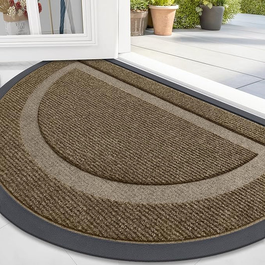 OLANLY Half Circle Door Mat Indoor Outdoor Entrance Welcome, Waterproof by OLANLY