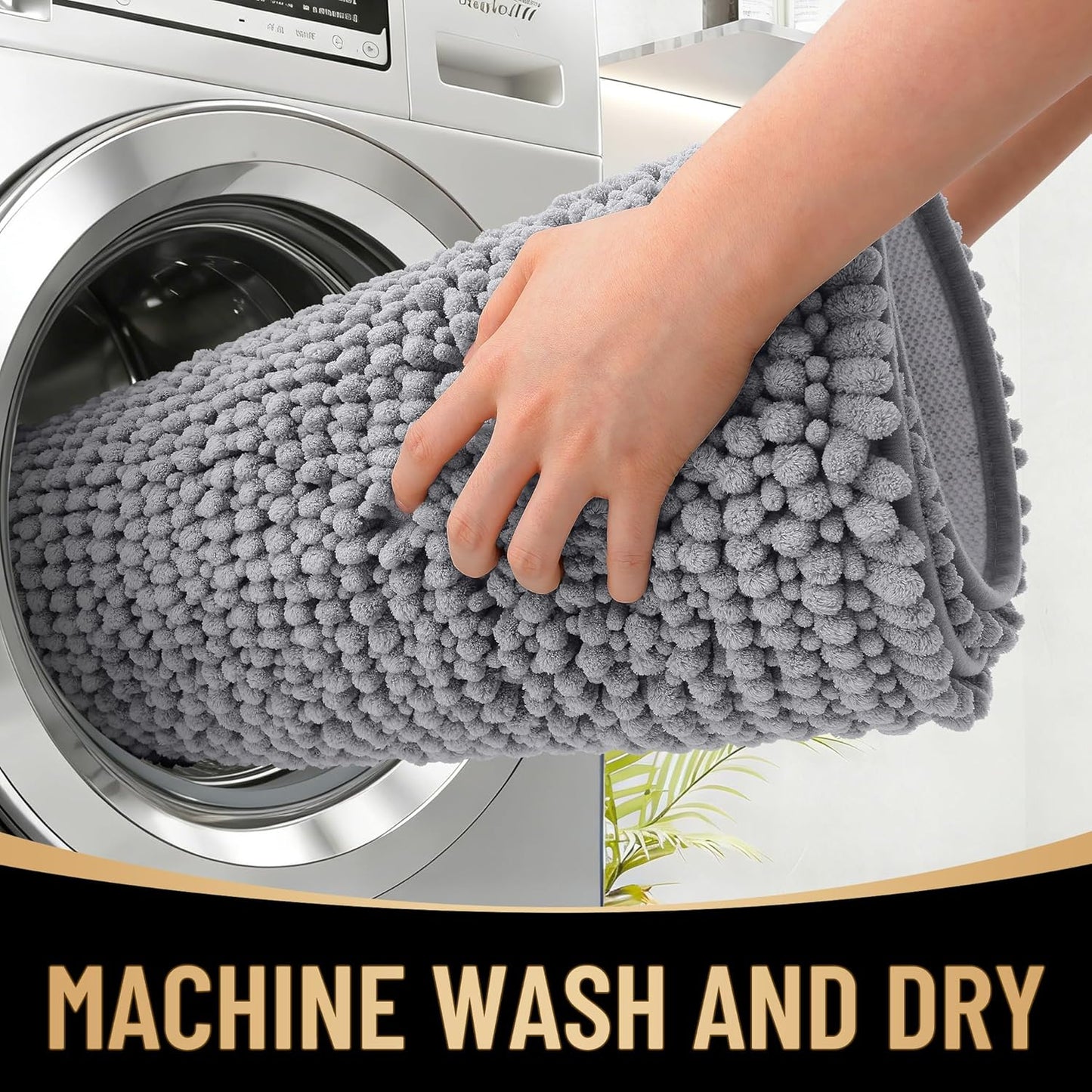 OLANLY Thick Bathroom Rugs 30x20, Extra Soft Absorbent Chenille Bath Rugs, Rubber Backing, Machine Wash Dry, Bath Mats for Bathroom Floor, Tub and Shower, Home Decor Accessories, Grey