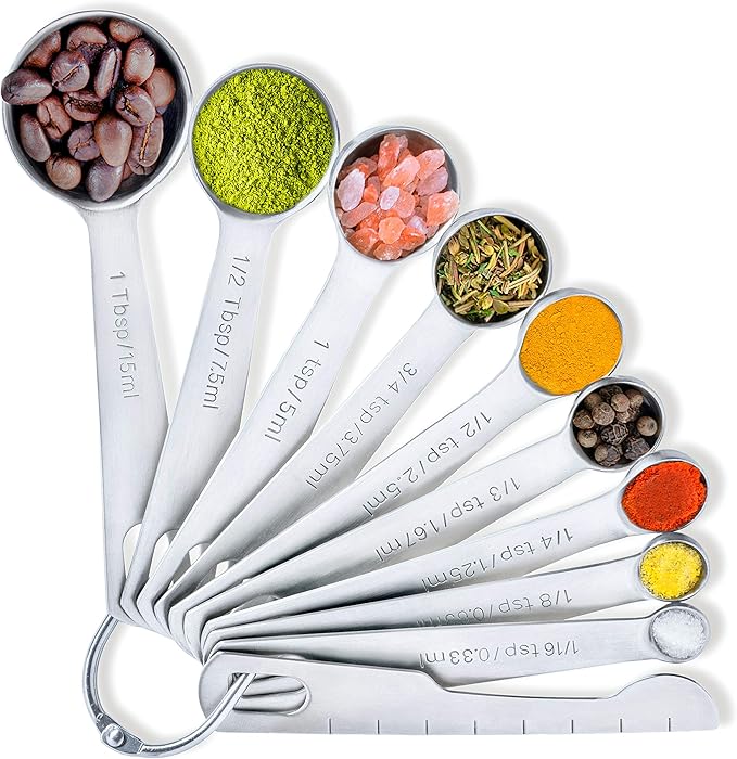 BALCI - 9 Measuring Spoons, Heavy Duty 18/8 Premium Stainless Steel Measuring by BALCI