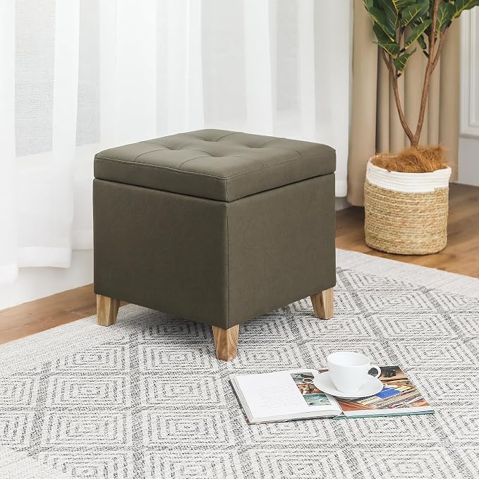 Adeco Fabric Storage Ottoman Bench - Image 3