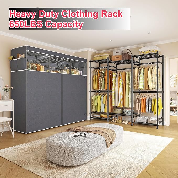 Raybee Clothes Rack with Cover Heavy Duty Clothing Racks - Image 6