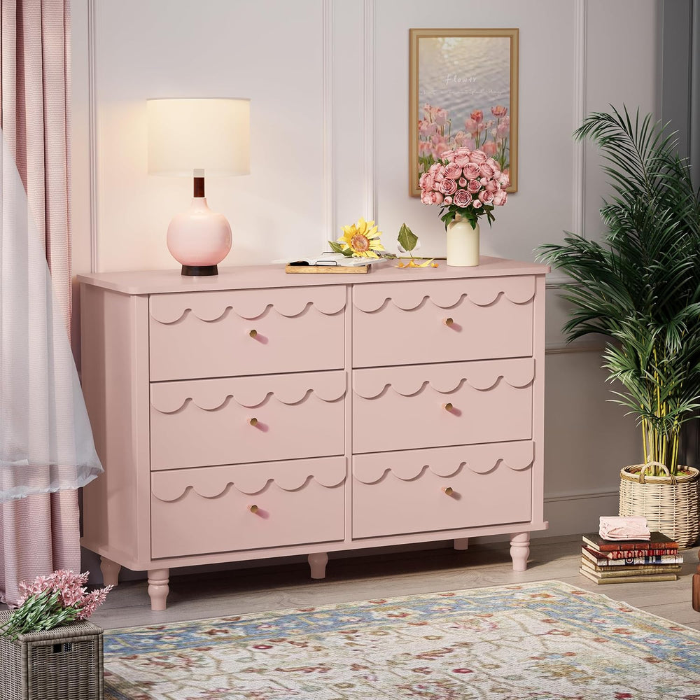 Anbuy Scalloped Dresser for Bedroom Girls Organizer Storage with Drawers, Pin...