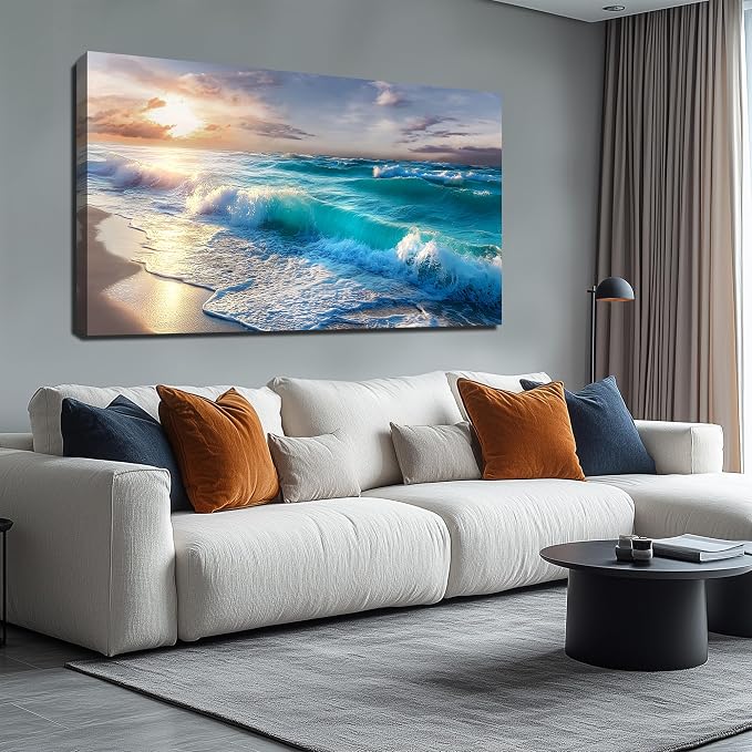 GUGIKA Ocean Wall Art for Living Room, Size 59 x 29 Inches by GUGIKA
