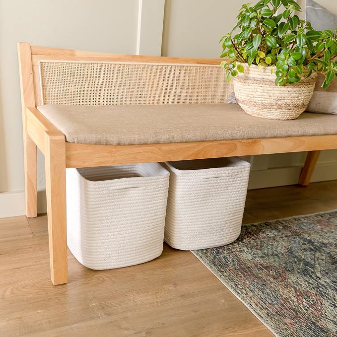 NaturalCozy Storage Cubes 11 Inch Cotton Rope Woven Baskets - Image 7