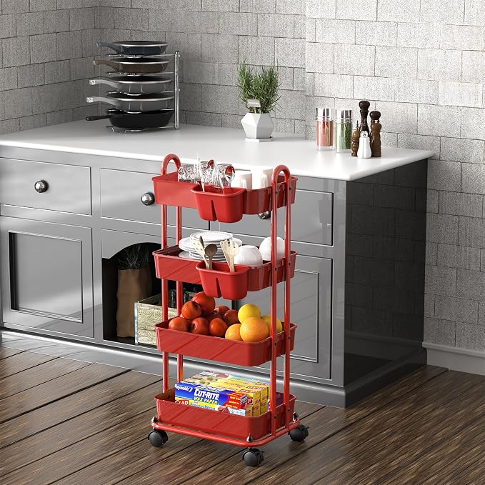 Simple Houseware 4-Tier Multifunctional Rolling Utility Cart - Image 4
