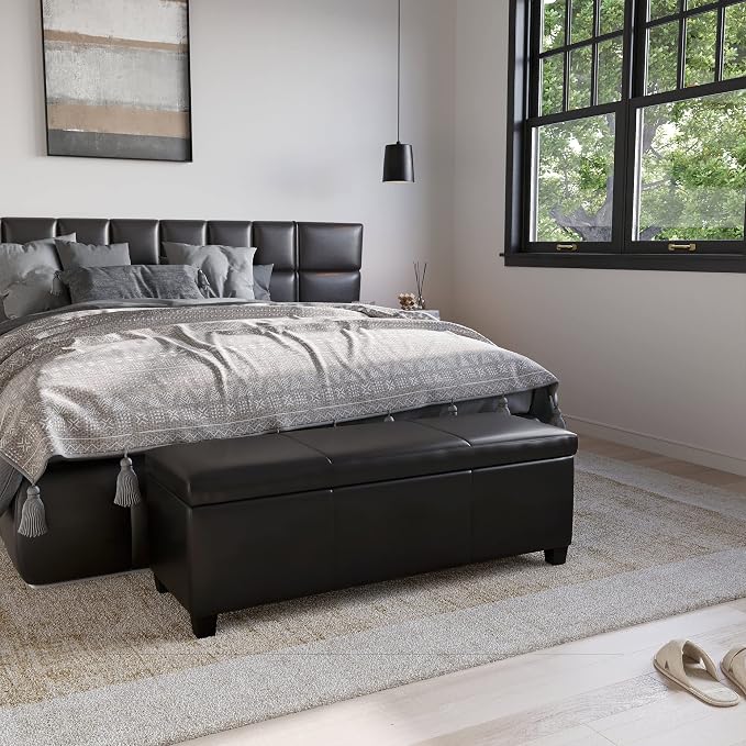 BELLEZE Storage Faux Leather Ottoman, 47 Inch Bench Bedroom Bench - Image 8