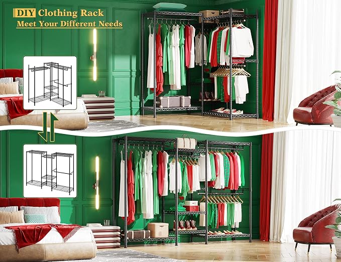 Raybee Clothes Rack, 725 LBS Clothing Rack Adjustable Clothing Racks - Image 2