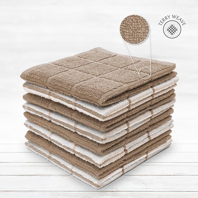 100% Cotton Terry Dish Cloth & Dish Towel, 6 Pack, Super Soft and Absorbent - Image 2
