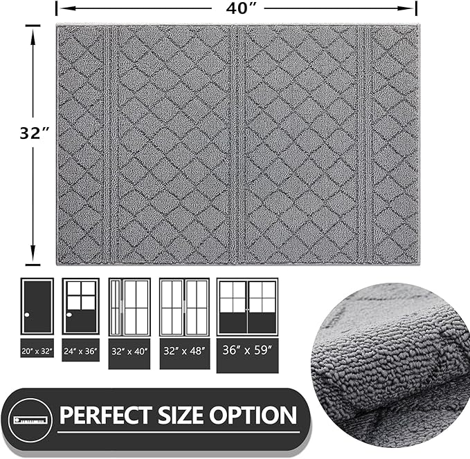 REFETONE Indoor Doormat, Front Back Door Mat 32"x40" Absorbent Rubber Backing - Image 2