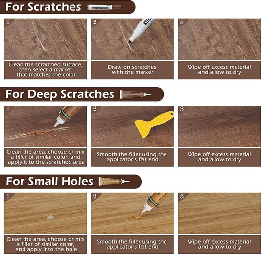 Wood Furniture Repair Kit: 12-Color Filler and 8-Color Markers - Image 2
