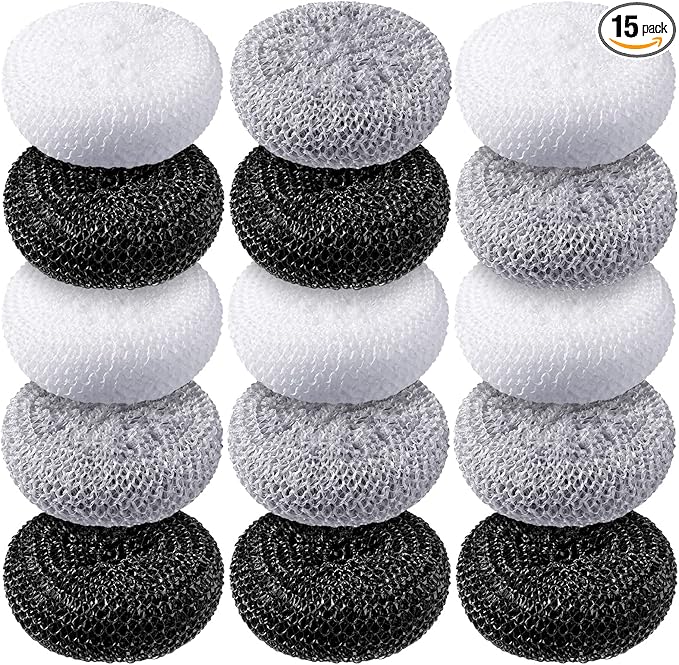 Blulu Plastic Dish Scrubbers for Dishes Pot Round Nylon Pad, Mesh Scouring Non by Blulu