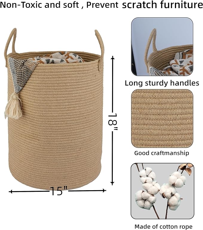Cotton Rope Laundry Basket Hamper - Image 2