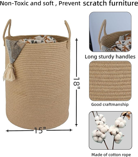Cotton Rope Laundry Basket Hamper - Image 2