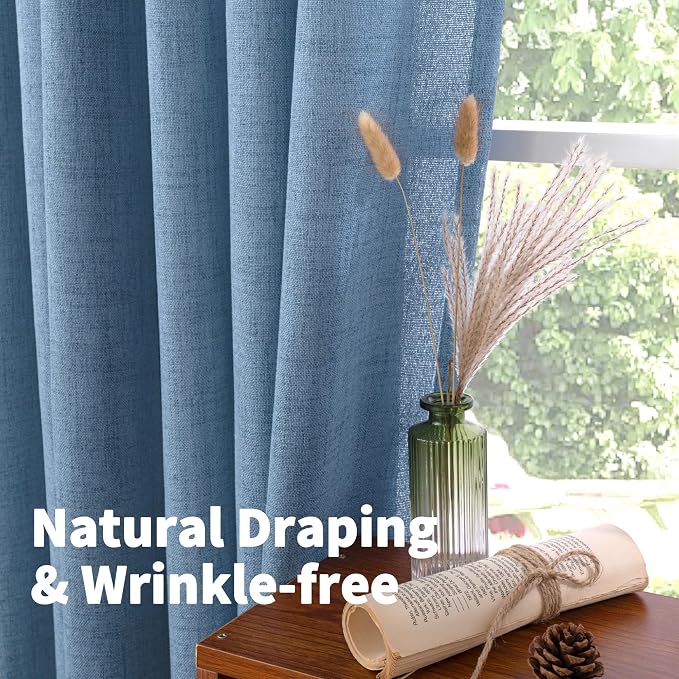 YoungsTex Denim Blue Linen Curtains 78 Inch Length - Image 5