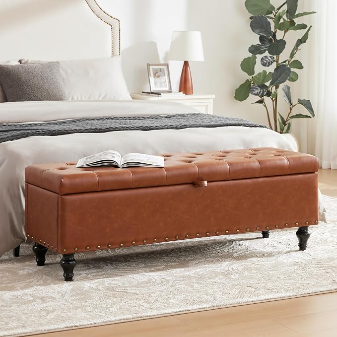 50" Storage Ottoman Bench, Tufted Ottoman - Image 6