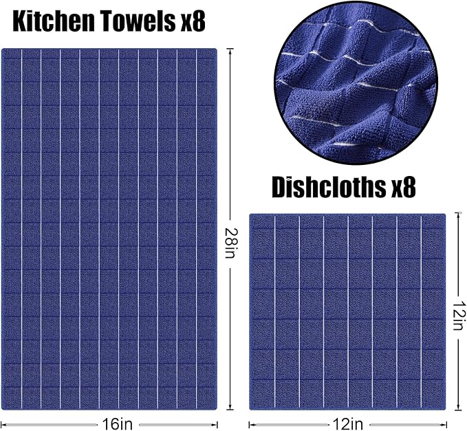 Homaxy Microfiber Kitchen Towels and Dishcloths Set, 16 Pack Soft and Absorbent - Image 6
