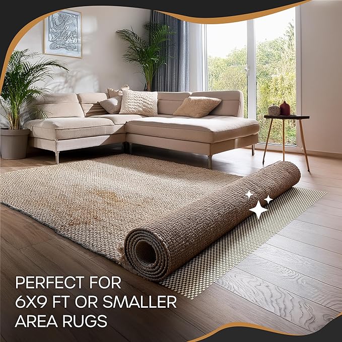 Nevlers 6'x9' White Under Rug Non Slip Pad | PVC Foam Non Slip Rug Pad & Carpet - Image 9