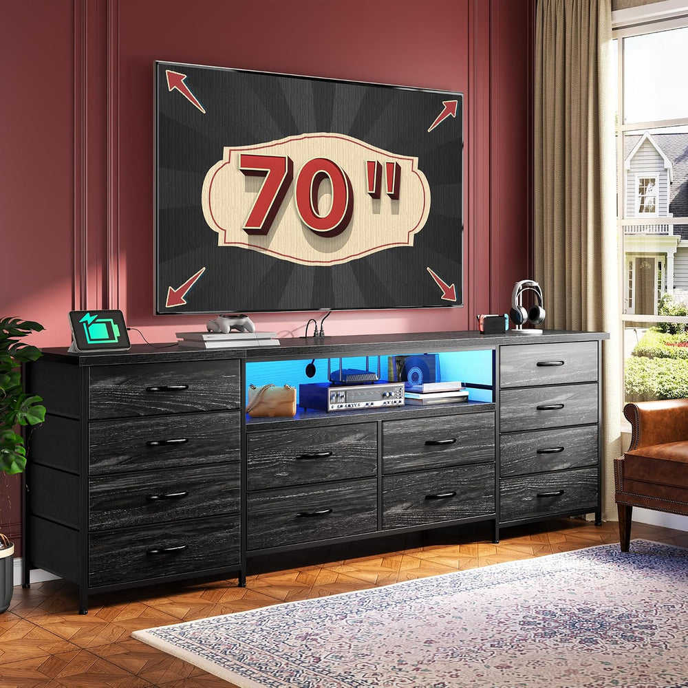 Romorgniz 63" W Dresser for Bedroom, Long Dresser with 12 Fabric Drawers