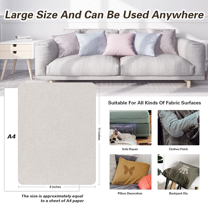 KING MOUNTAIN Fine Linen Repair Patches, Self-Adhesive Fabric, 8X11 Inch 2 PCS - Image 4
