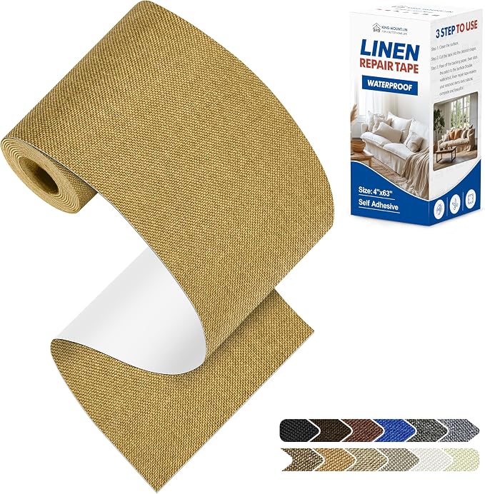 KING MOUNTAIN Linen Repair Patches, Self-Adhesive Fabric Patches, 4 X 63 inch by ForABetterHomeLife