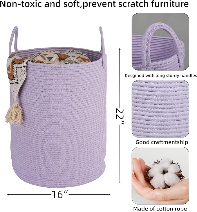 Cotton Rope Laundry Basket Hamper - Image 2