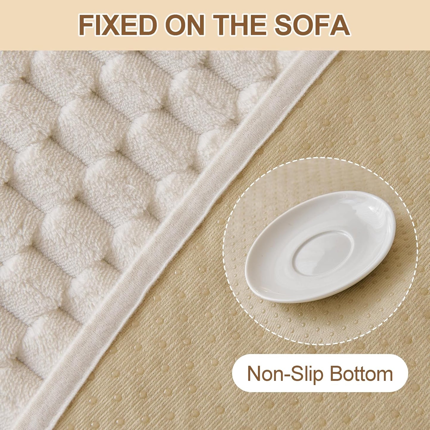Waterproof Couch Covers for Dogs, Non Slip Sofa Covers Washable, Soft Plush Couch Protector for 3 Cushion, Furniture Slipcovers for Sectional, Pet Dog Bed Cover (Cream,35"x 71")