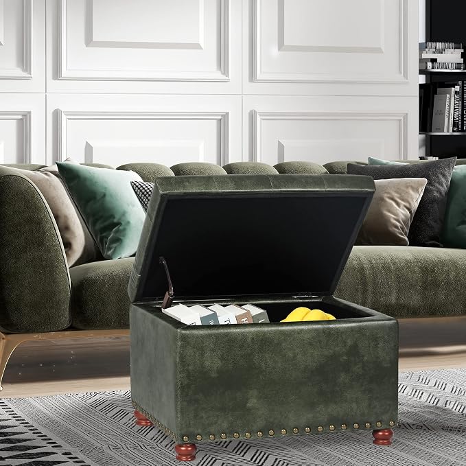 Joveco Storage Ottoman Rectangular Tufted Upholstered Ottomans - Image 4