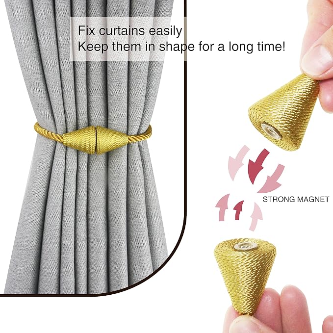 2 Pack Magnetic Curtain Tiebacks Rope Modern Handmade Curtain Tie Backs - Image 2