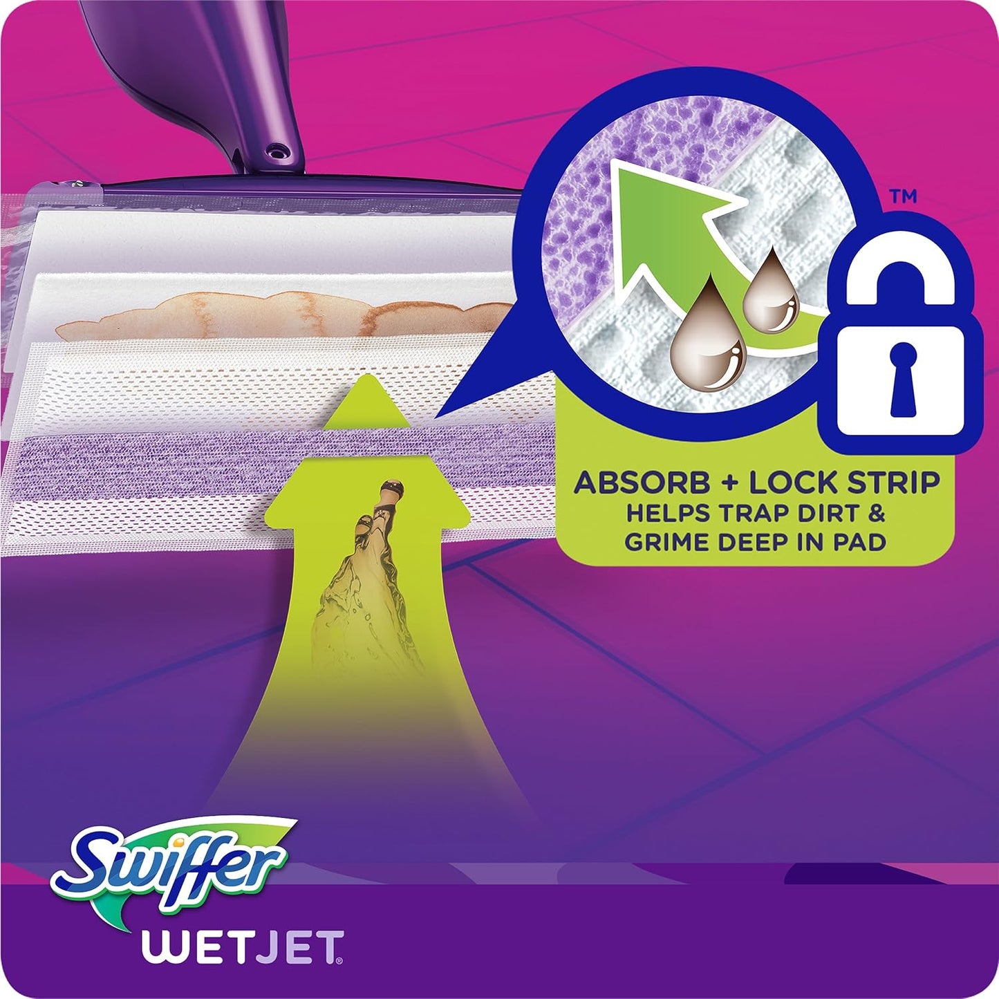Swiffer Wet Jet Mop Cleaning Pads Refill, Floor Cleaner for Mopping Wood, Laminate, Tile in Home, Bathroom, Kitchen, All Purpose Multi-Surface Spray Mop Pad for Floor Cleaning, 24ct