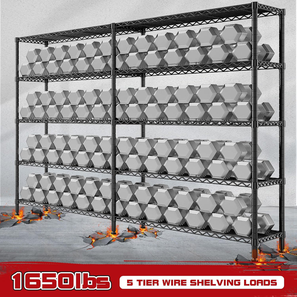 REIBII 73"W 5-Tier Heavy Duty Wire Shelving Unit 1650 LBS,Garage Commercial
