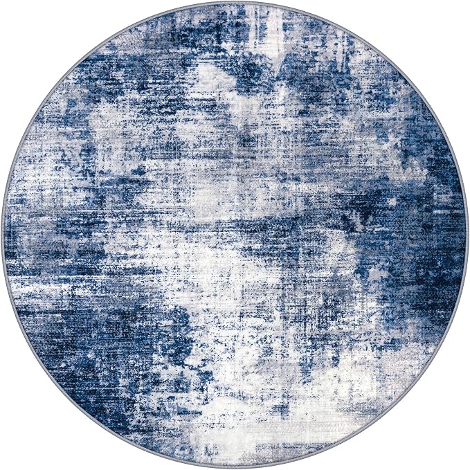 IOHOUZE Abstract Round Area Rug 8 Ft Washable Circle Rugs Large Round Rug Non - Image 9